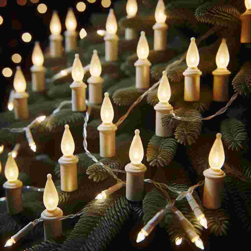 50Er Led Weihnachtsbaum Lichterkette Kerzenlichterkette Creme Innen